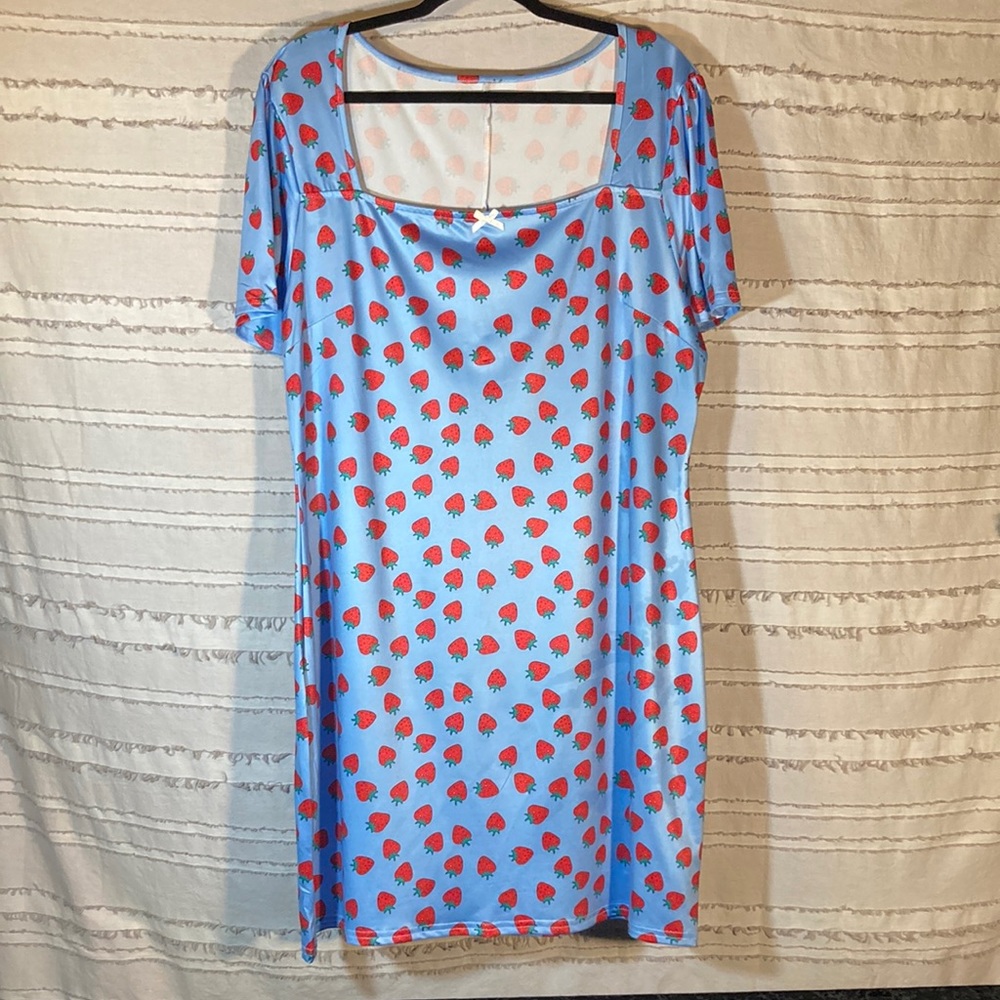 Strawberry Print Dress Cotton/Polyester Blend 65/35